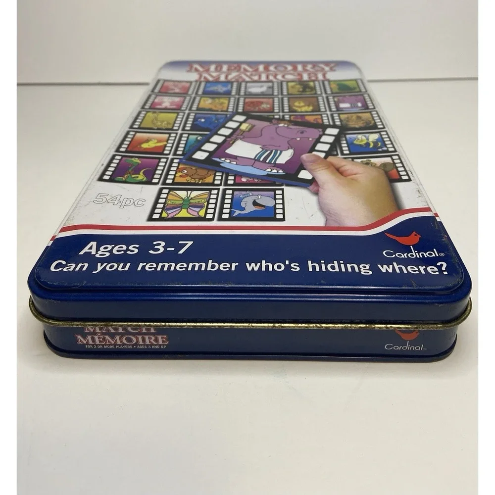 Cardinal Memory Match Game Kids Ages‎ 3-7 Animal Film Strip Theme in Metal Tin